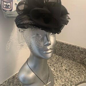 Women’s denim black pill box handmade hat. Normal wear with great detail